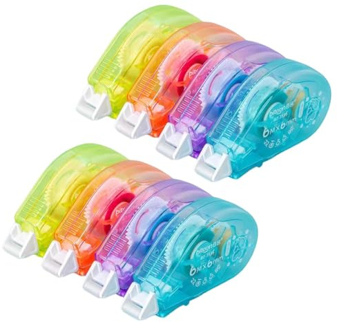 8 Pack Glue Tape Roller, Double Sided Tape Dispenser, Adhesive Glue Tapes Accessories for Scrapbooking Supplies Photo Album Stamping Cards Journal (4 Colors)