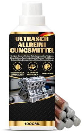 Ultraschall Reiniger Werkstatt, 1 Liter für Vergaser, Einspritzdüsen, Motorenteile, Reinigung von Autoteile, Kraftvoll bei Öl, Fett, Ruß & Abrieb, für Werkstatt im Ultraschallgerät
