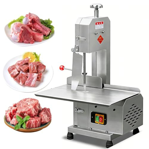 GJBMXSM Scie à Os Professionnelle, Scie à Ruban électrique pour Viande 750 W, Coupe-Viande en Acier Inoxydable pour Découpe De Viande Congelée, Scie De Boucher pour Côtes De Porc Et Bœuf