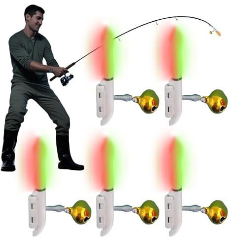 Zohuwerui Fishing Alarm Elektronisches LED Angelzubehör | 5-teiliges Nachtangel-Set mit Clip für Wels, Karpfen, Nachtangeln, Teichangeln, Eisangeln, Seeangeln, Flussangeln,