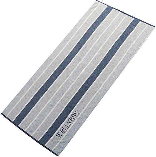 aqua-textil Wellness Saunatuch Doppelpack 80 x 200 cm Streifen grau Baumwolle Frottee Sauna Handtuch Strandtuch