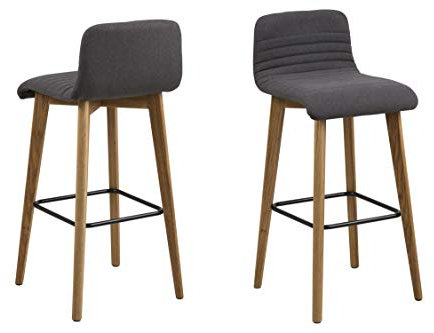 AC Design Furniture Sofi Barhocker, B: 44 x T:47 x H: 101 cm, Anthrazit, Stoff, 2 Stk