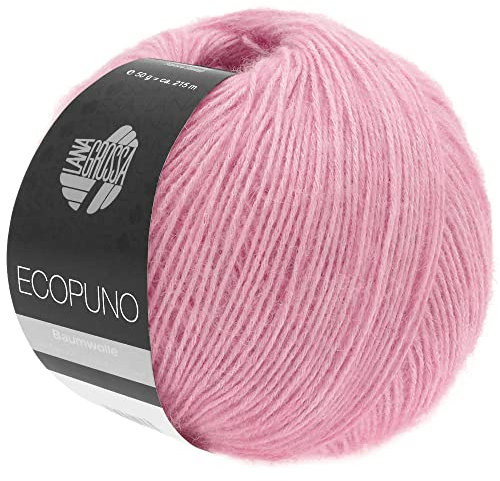 LANA GROSSA Ecopuno | Edle Netzgarnstruktur aus Baumwolle gefüllt mit Merino/Alpaka | Handstrickgarn aus 17% Schurwolle & 11% Alpaka Wolle | 50g Wolle zum Stricken & Häkeln | 215m Garn FB 21