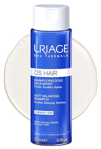 Uriage DS Hair Sanft Regulierendes Shampoo mit Edelweiss - Sanft Schäumendes Gel, Fresh & Flora - Reinigt & Beruhigt Tiefenwirksam - Weicheres, Glänzenderes Haar - Seifenfrei - 200ml