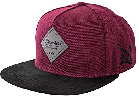 Blackskies® Port Townsend Snapback Cap | Damen Herren Baseball Mütze Kappe Kunst-Wildleder - Schirm Weinrot Schwarz Cap - Basecap Männer Frauen Unisex Streetwear Outdoor Sommer Freizeit