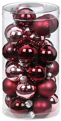 Magic Weihnachtskugeln Glas 4cm, 30 Stück Christbaumkugeln Deko Weihnachten Farbe: Berry Kiss (Beere)