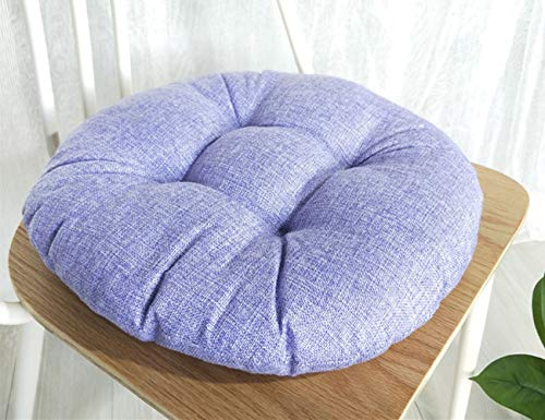 Fansu Stuhlkissen Rund, Leinen Einfarbig Sitzkissen Sitzpolster Weiches Atmungsaktiv Komfortable Füllung Tatami Sitzauflage für Stuhl Zuhause Indoor Outdoor Garten (50×50×9cm,Lila)
