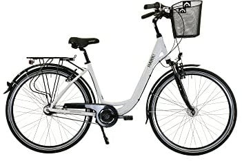 HAWK City Wave Deluxe Plus inkl. Korb I Damenfahrrad 28 Zoll I Leichtes Damen Fahrrad mit 7-Gang Nabenschaltung & Nabendynamo I Weiß