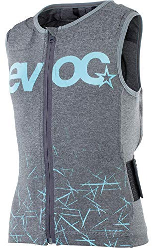 EVOC PROTECTOR VEST KIDS Kinder Protektorweste Schutzkleidung für Action Sportarten (Größe: JM, LITESHIELD PLUS-Rückenprotektor, schützende EVA-Polster, AIROFLEX-Hüftgurt), Carbon Grau