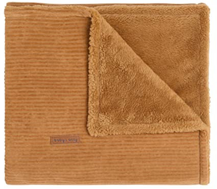 Baby's Only - Kinderdecke Sense - Kuscheldecke für Gitterbett - Mit Teddyfutter - Gitterbettdecke aus Baumwolle - Für Jungen und Mädchen - 100x135 cm - Caramel