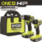 Ryobi ONE+ HP 18V Brushless Cordless Compact 1/2 in Drill and Impact Driver Kit with (2) 1.5 Ah Batteries, Charger and Bag