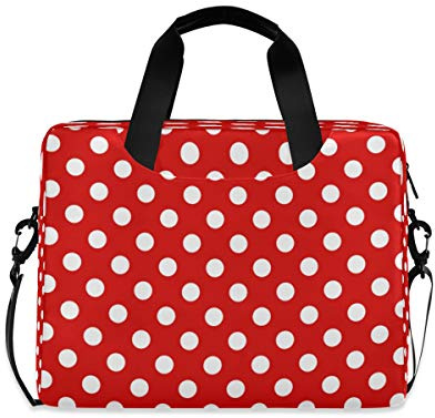 HMZXZ Geometrisch Textur Rot Polka Punkt Laptoptasche 13 14 15.6 Zoll Laptop Tasche Aktentasche Hülle Notebooktasche Schulter Tasche Handtasche für Arbeit Business Uni