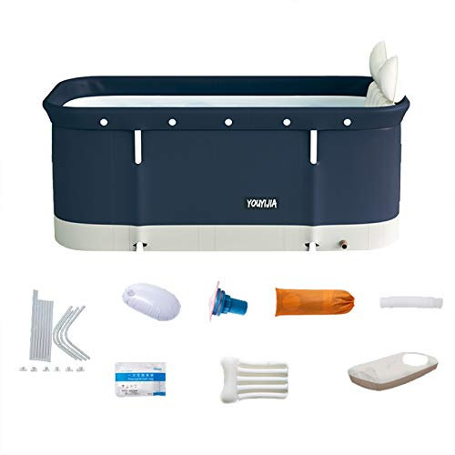 LZYANG Baignoire portable, salle de bains familiale séparée pliable baignoire SPA trempage baignoire debout bain chaud adulte bain de glace avec robinet de vidange et dossier (coréen)