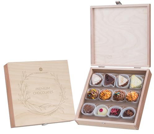 CHOCOLISSIMO - Pralinen - Osterpralinen im Holzkästchen, Geschenk | Schokolade | Ostern | Osterschokolade | Osternest | Osterüberraschung, Geschenkidee Frauen, Männer, Mann, Frau