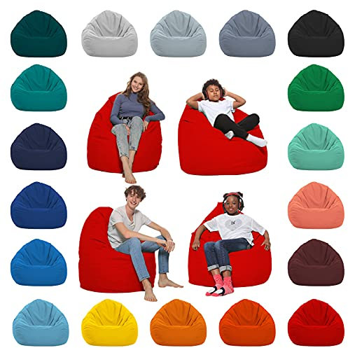 HomeIdeal - Sitzsack XXL Bodenkissen für Erwachsene & Kinder - Geeignet für Gaming oder Entspannen - Indoor wie Outdoor da er Wasserfest ist - mit EPS Perlen, Farbe:Rot, Größe:XXXL