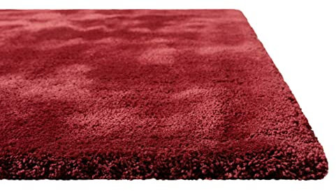 Homie Living Teppich - Läufer, kuschelig weich und sehr flauschig, Hochflor, Shaggy bestens geeignet für Wohnzimmer, Flur, Schlafzimmer, Kinderzimmer I Pisa I (130 x 190 cm, Rot)