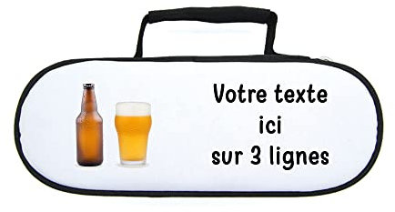 Mygoodprice Sacoche Housse Boules pétanque Pictogramme Verre de bière et Bouteille avec Texte Personnalisable