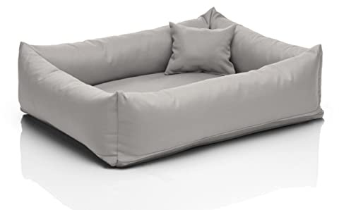 Juelle Kleinhund Hundebett - Hundekissen für kleine Hunde Abnehmbarer Bezug Waschmaschinenfest flauschiges Bett Hundesofa Saba S-XXL (Größe: S - 70 x 50 cm, Helles Popiel)
