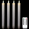 Mavandes LED Stabkerzen mit Fernbedienung und Timerfunktion,Silber Flammenlose Flackernde Batteriebetriebene Kerzen,4 Stück 3D-Docht Echtes Wachs Warmes Feuer LED-Kerzen(2 x 25cm)