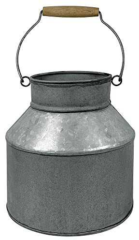 zeitzone Zinkeimer Pflanzgefäß Milchkanne Pflanztopf Zink mit Henkel Vintage Pflanzgefäß 22cm
