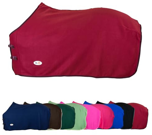 RL24 - Abschwitzdecke Basicline – Pferdedecke – Weinrot – 125cm | Transportdecke mit Schweifkordel, Widerristpolster & Metallverschluss – atmungsaktive Fleecedecke – Pferde Zubehör