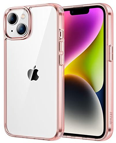 JETech Cover per iPhone 14 6,1 Pollici, Anti Ingiallimento Custodia con Antiurto, Anti-Graffio e Retro Trasparente (Oro Rosa)