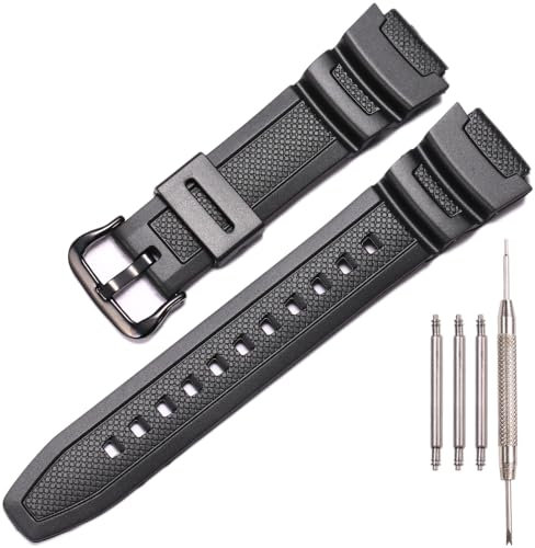 XBHSW Harz-Uhrenarmband kompatibel mit Casio W218H W-219H AE1200WH AE-1300WH F108WH SGW-300H W-800H Herren Wasserdichtes Gummiband Ersatzarmband