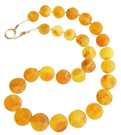 60g Collier Bernstein Kette Halskette GELB matt NEU UNIKAT 22106