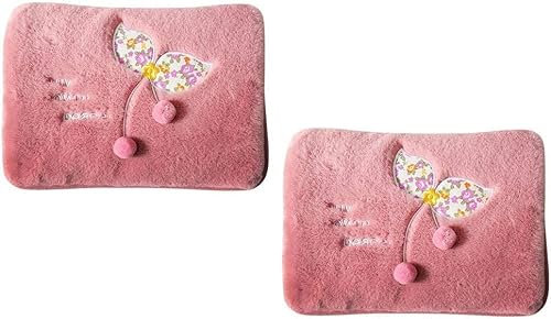 Borraccia dell'acqua calda, Borraccia elettrica con rivestimento in morbido pile for riscaldare i dolori di mani e muscoli Borsa dell'acqua calda ricaricabile (2 pezzi) (Color : Pink, Size : 10 * 7.5i