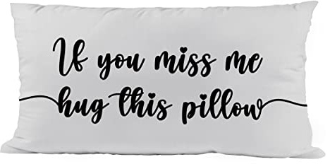 ZNGFON Kissenbezug mit Aufschrift If You Miss Me Hug This Pillow Couple Heart Long Distance Gift New Home Decorative Soft Throw Pillow Case 50.8x30.5 cm Valentine's Day Birthday Gifts for Girlfriend