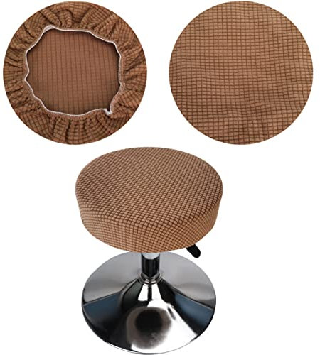 HuaLiSiJi Hockerbezug Rund 30-40cm Luxuriöser Stoff, Dehnbar Knitterfrei Waschbar Staubdicht Weich und Langlebig, Verwandelte die Hocker in Sekunden (1, Braun)