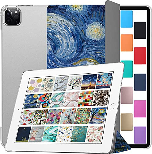 DuraSafe Cases Funda para iPad Pro 12.9 5ª 4ª generación 2021 2020 pulgadas [PRO 12.9 4 5] impresa con parte trasera dura translúcida esmerilada - Noche estrellada