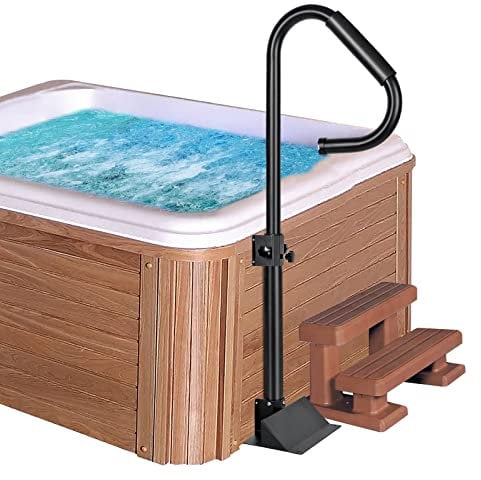 Neorexon Whirlpool-Handläufe, 96,5 - 147,3 cm, höhenverstellbar, mit 360° Drehmöglichkeit und rutschfestem Griff, 272 kg SPA-Seitenhandlauf, Schieben unter der Halterung, für drinnen und draußen