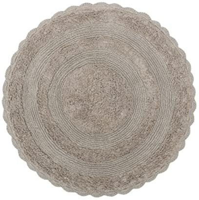 The Home Talk Häkel-Badteppich aus Baumwolle,Teppich für Spa, Waschtisch, Dusche, Küche und Wohnzimmer,wasserabsorbierende Bettwäsche,warme und weiche Teppiche,Badezimmerzubehör,91.4 cm rund,Taupe