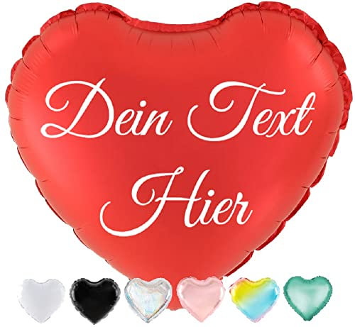 Herzförmiger Ballon mit Ihrer Wunschaufschrift – personalisierte Geschenke mit eigenem Text für Valentinstag, Geburtstag, Jubiläum – geeignet für Helium oder Luft