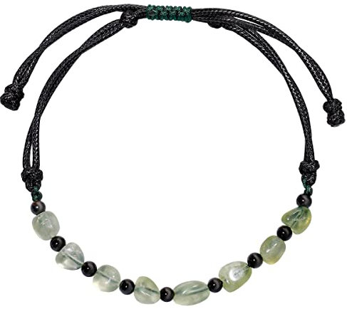 Jewboo 7 Chakra Crystals and Stones Anklet Irregular Tumbled Chips Ankle Bracelets for Women Beach Jewelry Gifts Spiritual Energy Meditation Adjustable (Green Prehnite)