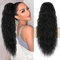 PORSMEER Pferdeschwanz Haarteil Lang 76 cm mit Kordelzug Wellig Locken Ponytail Extension Schwarz Natürliches Clip in Haarteil Ponytail Kunsthaar Haarzopf für Damen Afro Zopf Black Haarverlängerunge