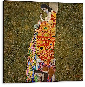 QSX Gustav Klimt Berühmte Gemälde Reproduktion: Hoffnung. Symbolismus Leinwanddrucke Wandkunst für Wanddekoration 60x60cm Ungerahmt