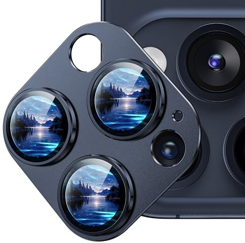WSKEN Matte Kameraschutz für iPhone 15 Pro Max /15 Pro - 9H Härte Kratzfest Blasenfrei,HD Gehärtetes Kamera Metallglas Panzer Schutz Glas Displayschutz Folie,Handyhülle Freundlich,Blue Titanium