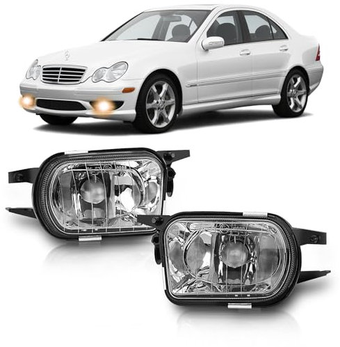 AutoBeeDen - Feux anti-brouillard compatibles avec Mercedes Benz W203 S203 CL203 C209 A209 C215 R171, (Classe C Sportcoupe CLC CLK S Coupe CL SLK), 05/2000-12/2011, Feu Phares antibrouillard (Claire)