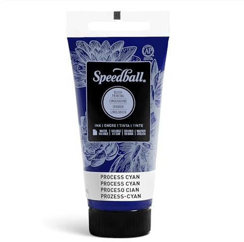 Speedball 37ml 1.25oz Water-Soluble Block Ink Process Cyan, Block Printing, Lino Printing, Screen Printing, for Artists Kit
