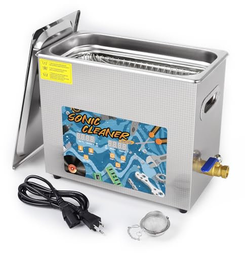 KECOOLKE Pulitore ad ultrasuoni 6L con riscaldamento e impostazione dell'ora Pulitore sonico professionale in acciaio inossidabile 180W per strumenti di pulizia Occhiali da orologio Fermo