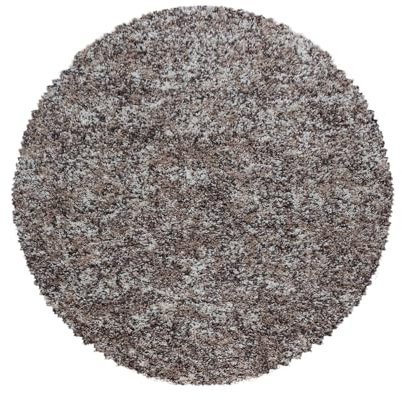 Carpetsale24 Runder Hochflor Teppich Ø 120 cm Beige – Shaggy Langflor, Meliert, Flauschig & Pflegeleicht – Für Schlafzimmer, Kinderzimmer oder Leseecke
