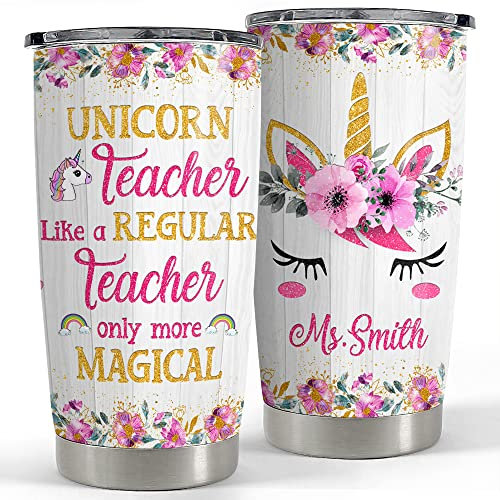 Insulated Travel Mug 590ml Insulated Travel Cup with Straw and Lid Thermo Cup for Mom Birthday Christmas Personalized Uni-Corn Tumbler Uni-Corn Teacher