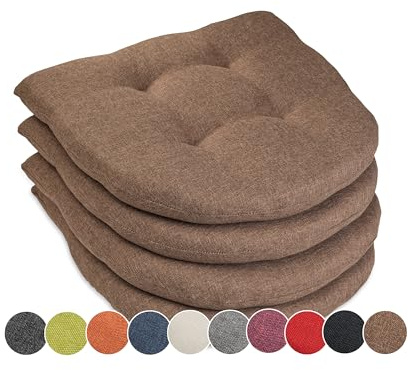sunnypillow Lot de 4 Coussins de Chaise de Salle à Manger | 40x40 cm épaisseur : 5 cm - Confortables | Galette de Chaise Maison et Jardin, extérieur/intérieur Coussin décoratif | Brun