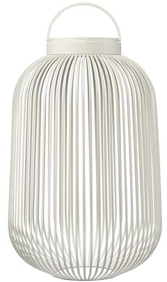 Blomus LED Laterne LITO | Mobile Akku Outdoor Leuchte aus hochwertigem Eisen | Farbe Silk Gray | Größe L | 31L x 31B x 49H cm | 3 Lichtfarben | Dimmbar per Touch | Spritzwassergeschützt IP54