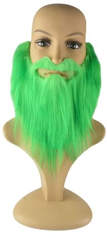 Kunstbart, Synthetischer Kobold Bart, Kostümzubehör, Grüner Bart, Schnurrbart für Halloween, Stil c