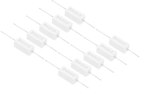 PATIKIL 2 Ohm Widerstände, 10 Stück 5W Keramik Zement Widerstand Leistungs Widerstand Kit Toleranz 5% für Netzadapter Audio Computer TV Leiterplatte