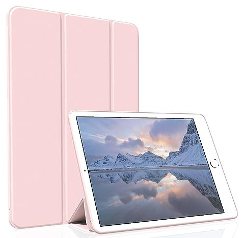 Figair Funda para iPad Air 2ª Generación 9,7 Pulgadas 2014, Ultra Delgada TPU Suave Smart Cover, Auto Estela/Sueño, Funda para iPad Air 2 (A1566/A1567), Rosa