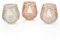 Logbuch-Verlag Glas Teelichthalter beige rosa 3 Teelichtgläser Boho Tischdekoration Hochzeit Taufe Kommunion Kerzenhalter 10 cm
